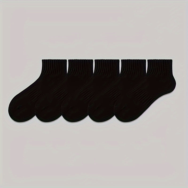 5pcs Ankle Socks in Black, White, and Gray -/MS