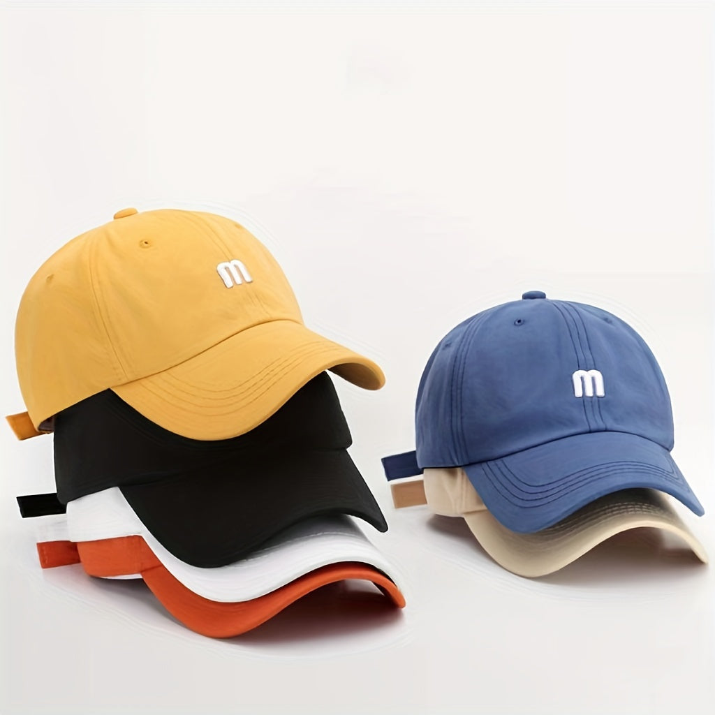 A Cap Featuring an Embroidered M, Designed As a Soft Sunshade Hat,