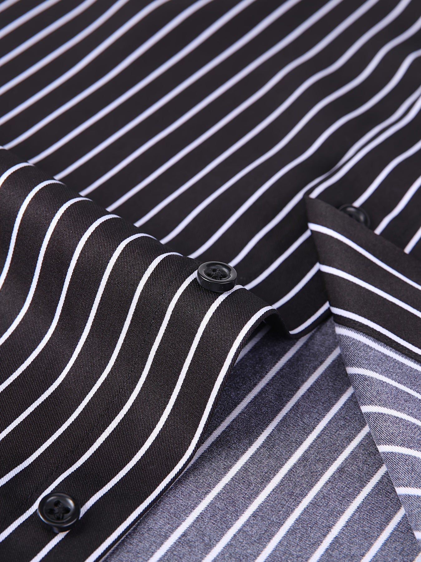 Men's Striped Lapel Collar Design Dress Shirts,