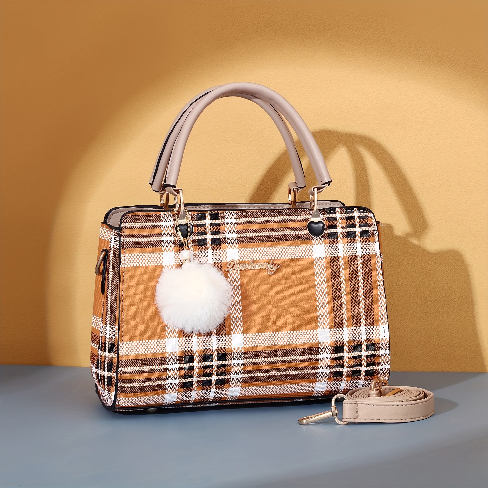 Letter Decor Satchel Bag, Stylish Top Handle Purse,