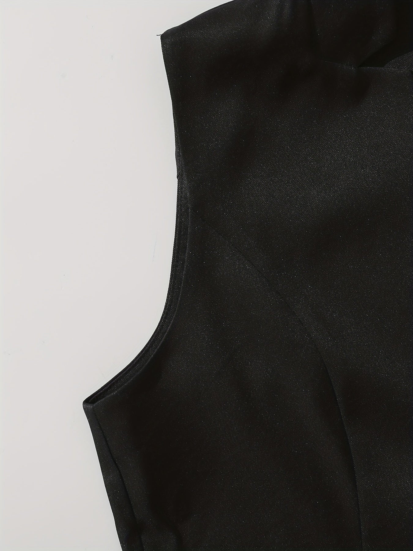 Solid Button Front Blazer, Elegant Sleeveless Blazer For Office,