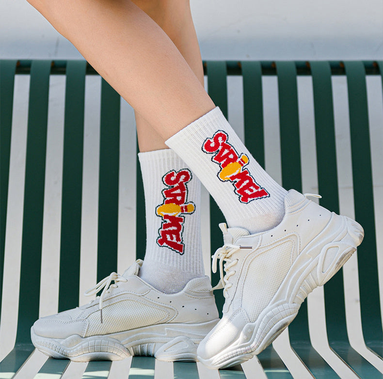 5/10 Pairs Letter Print Socks, , Women's Stockings ./MH