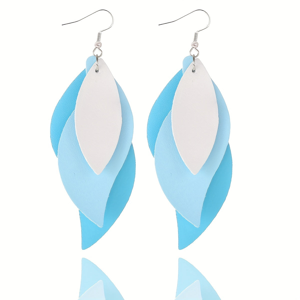 3-layer Leaf Design Retro Dangle Earrings PU Leather Exquisite Gift For Women Daily Casual