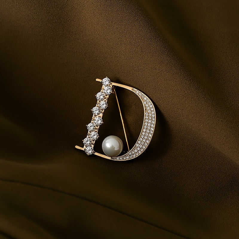 Brooch Pin Faux Pearl Inlaid Lapel Pin For Women Dress Sweater.