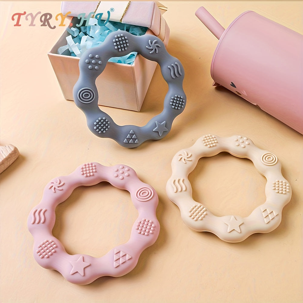 Silicone Teether, BPA Free, Lightweight, Soft And Textured Teething Ring, Christmas Halloween Thanksgiving Easter Gift