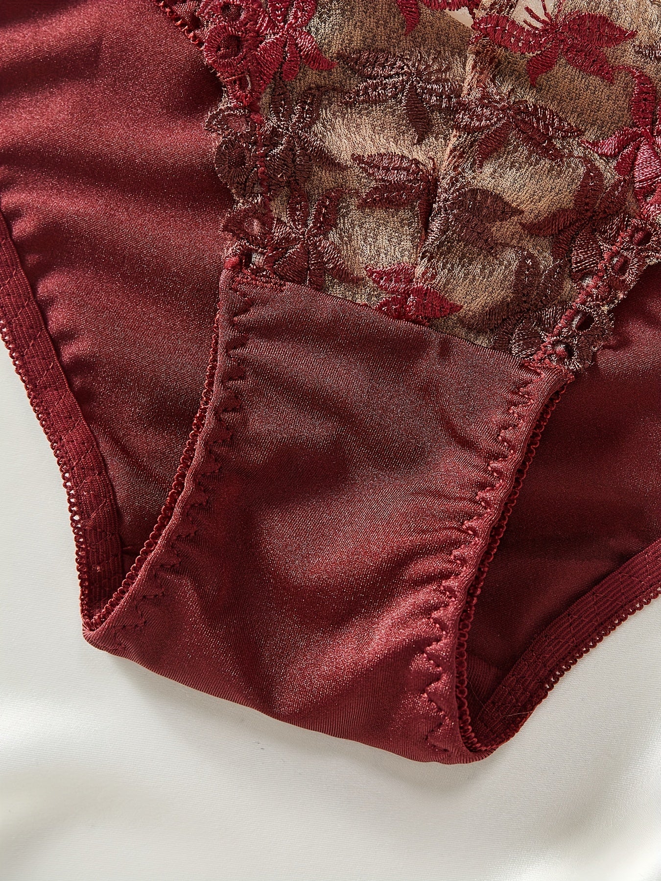 Contrast Lace Bow Bra & Panty, Bra & Panties Lingerie Set,/MH