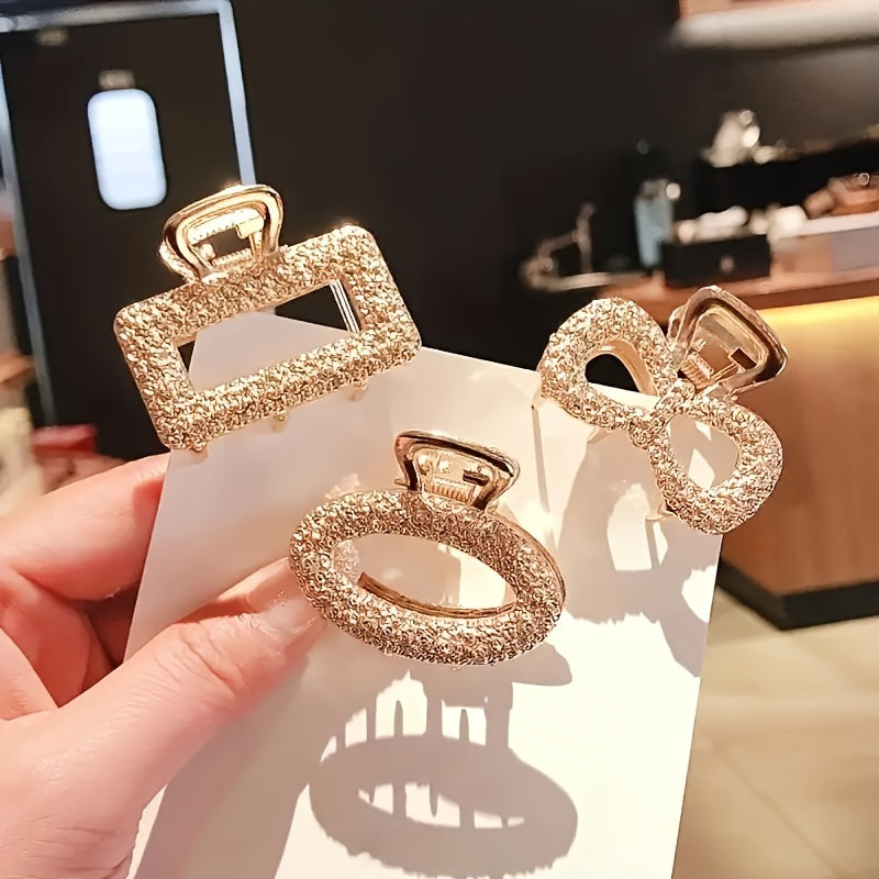 5pcs Elegant Hollow Out Hair Claw Clips Retro Non Slip Hair Grab Clips For Women And Daily Use Wear