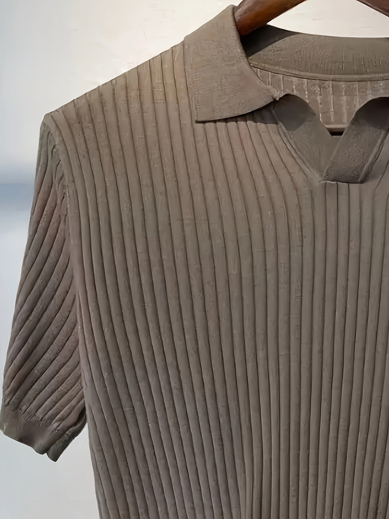 Men's Stripe Pattern Sweater, Casual Breathable Medium Stretch .