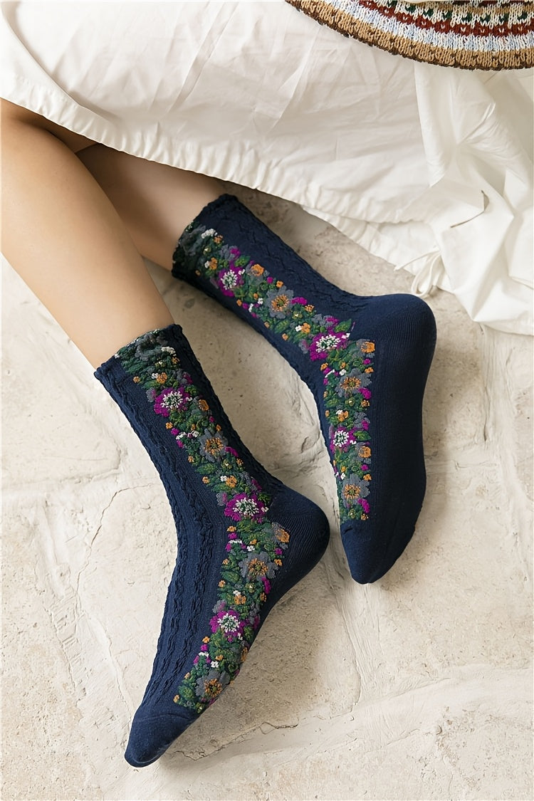 Palace Style Retro Floral Socks for Women,/MH
