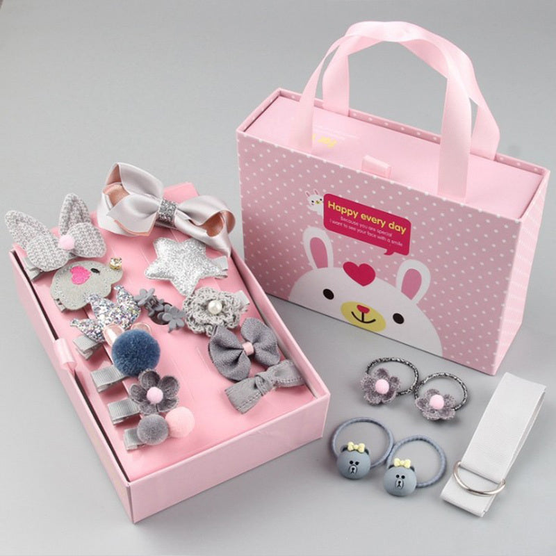 Deluxe Princess Hair Accessory Kit for Girls - Sparkling Rhinestone Clips, Cute Bow Ties & Elastic Bands with Pink Gift Box & Ribbon Hanger - Soft, Lightweight & Safe for and Youngsters, Hair Accessories for Girls