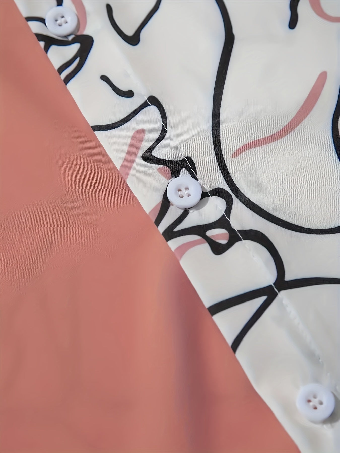 Abstract Painting Print, Men's 2Pcs Outfits, Casual Camp Collar Lapel Button Up.