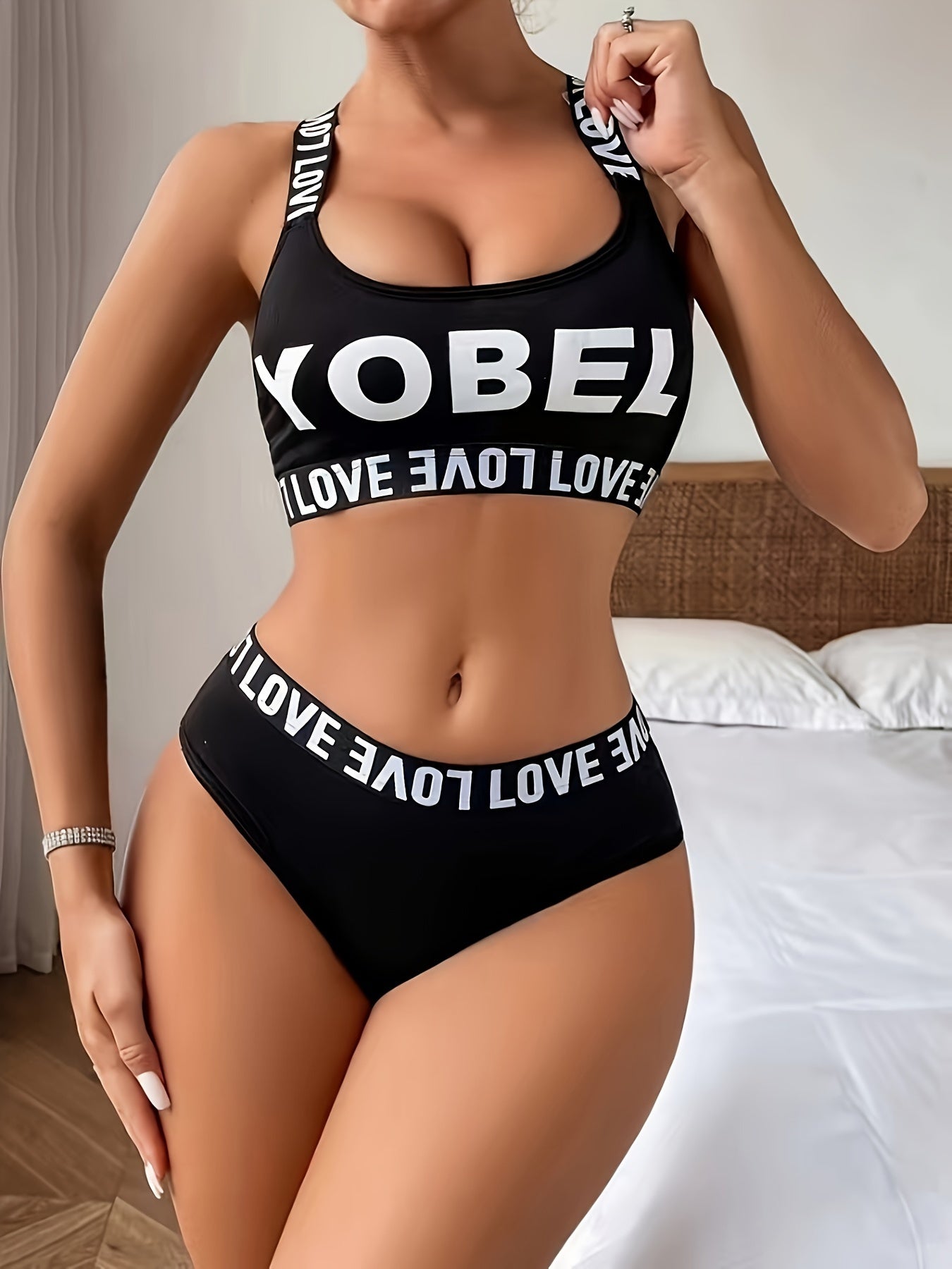 Yobel Women'S Sports Lingerie Set, Polyester Knit Fabric, Medium Support,/MH