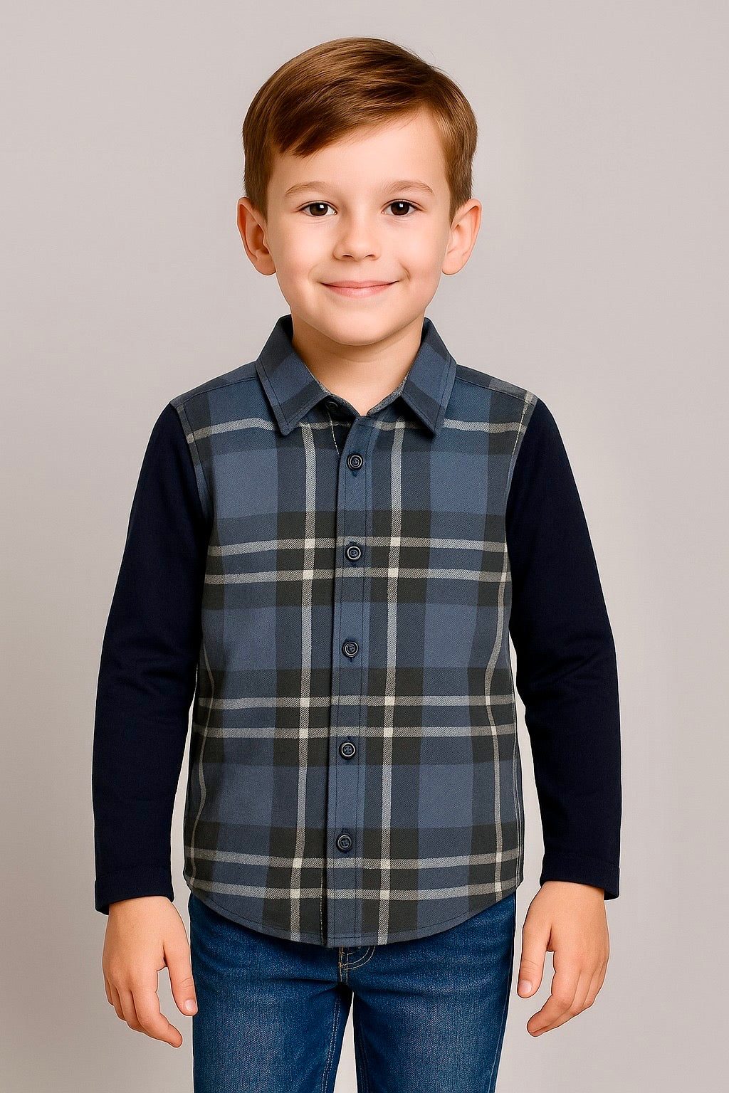 Kids Plaid Button Down Shirt Long Sleeve Casual Check Plaid | Ages 2-12 | MH