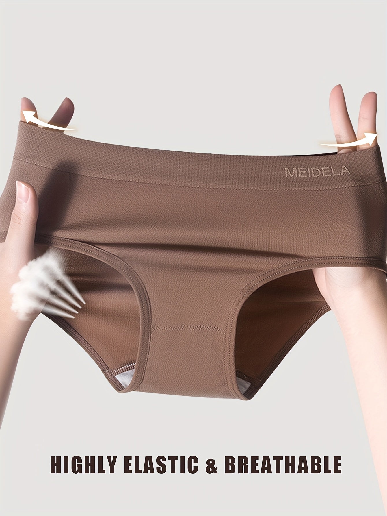 5pcs Seamless Panties Mid Waist Maillard Color Women'S Briefs Lifting High '/MH