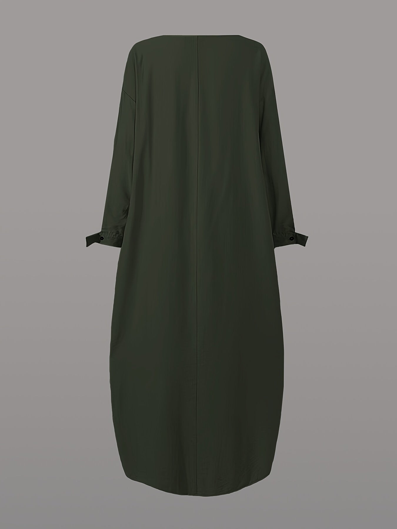 Solid Split Kaftan Dress, Modest Long Sleeve Maxi Dress '/MH