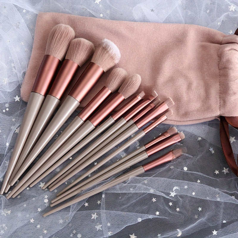 13 PCS Makeup Brushes Set Soft And Fine Artificial Fibers Eye Shadow Foundation Blush Powder Blending Beauty Make Up Tools With Bag Perfect Birthday Gift For Mother Women