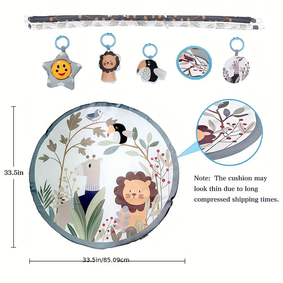 Cartoon Baby Gym Play Mat With Music And Play Gym - Perfect For Cognitive Development, Stimulating Play, Exercise, And Learning Christmas, Halloween, Thanksgiving Day Gift Easter Gift