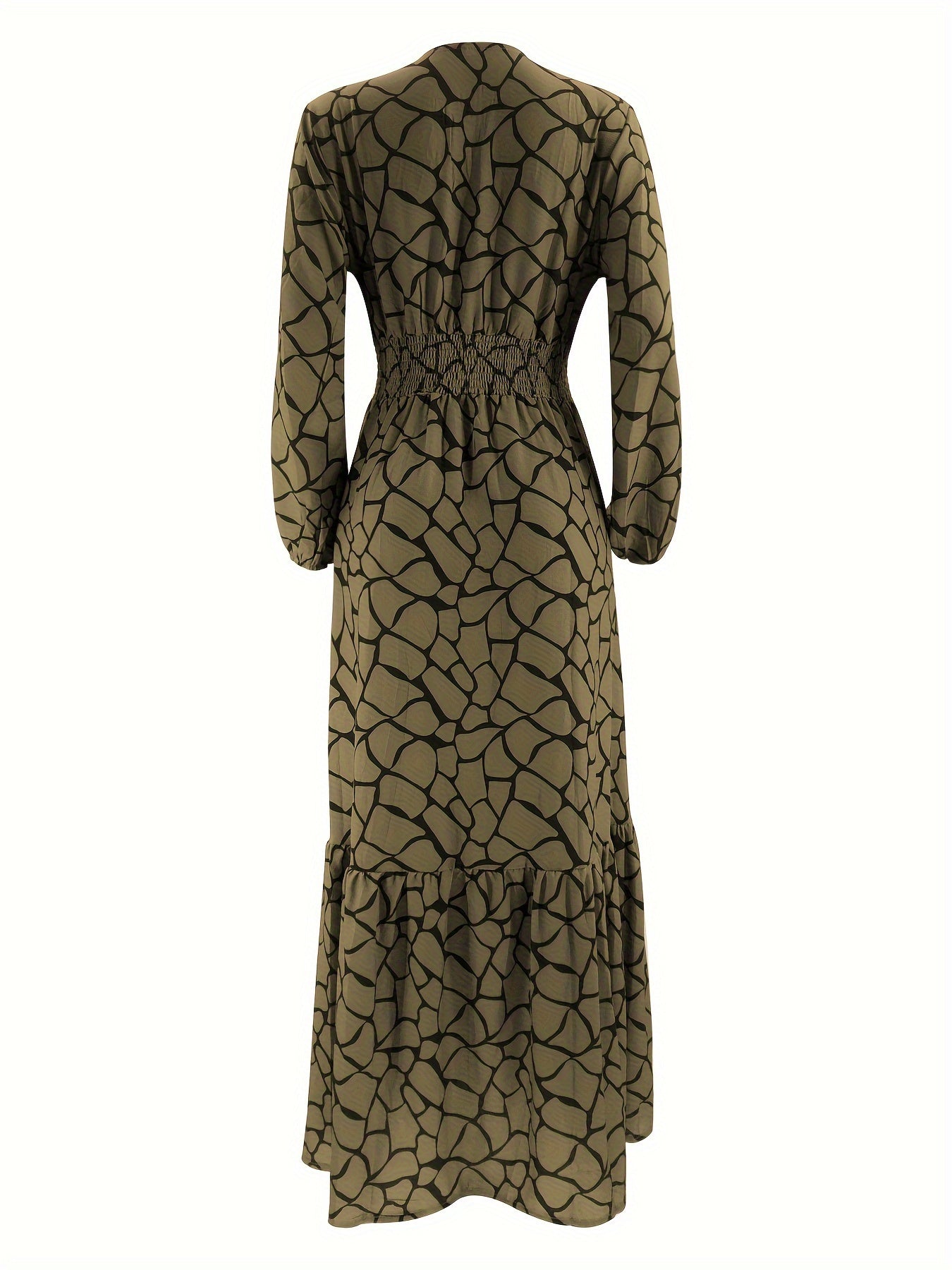 Allover Print Maxi Kaftan Dress, Casual Long Sleeve '/MH