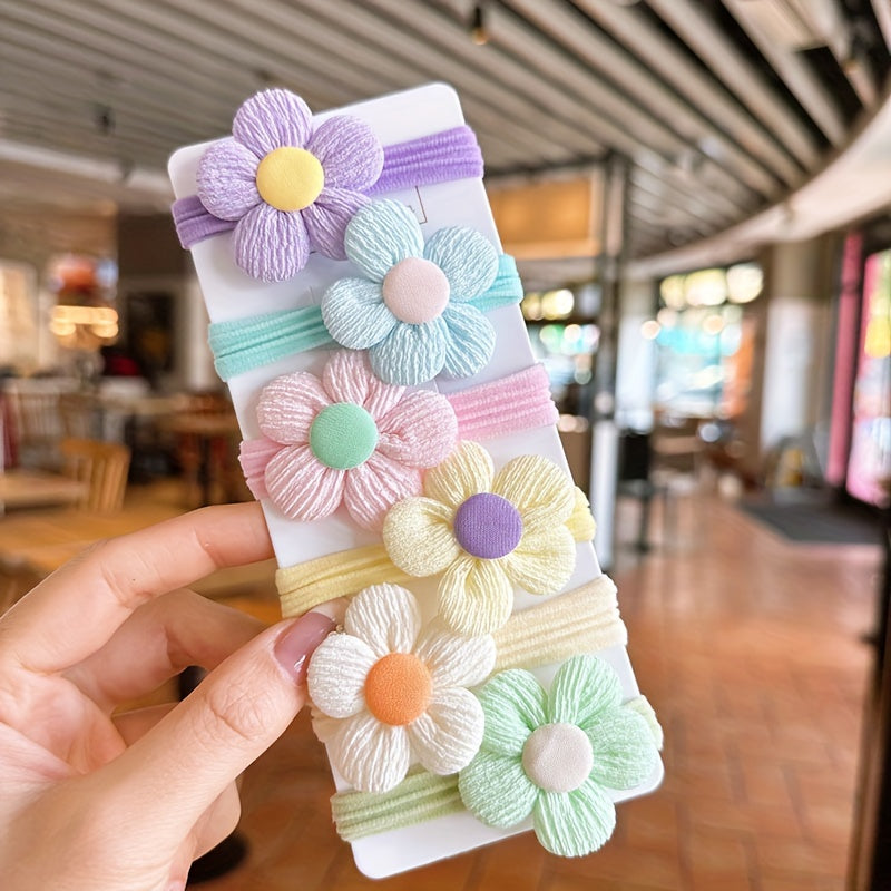 6/8/12/20pcs New Cute Sweet Flower Bow Girls Women Elastic Hair Bands Hair Ties Princess Hair Accessories Headwear