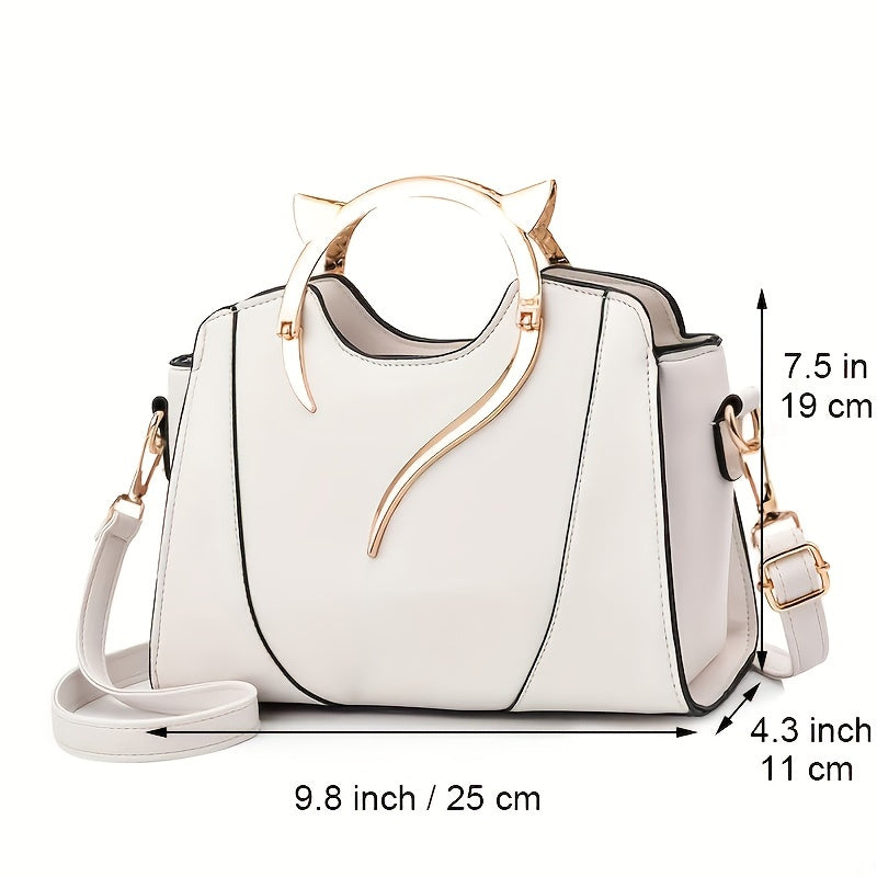 Whimsical Cat Ear Tote Satchel Bag .