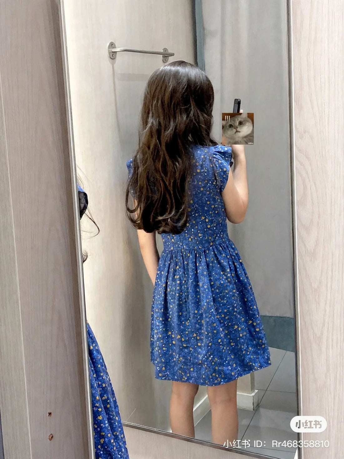 Girls' Navy Floral Short Sleeve Dress – Cotton A-Line Summer Dress with Pockets (6-12Month) | MH