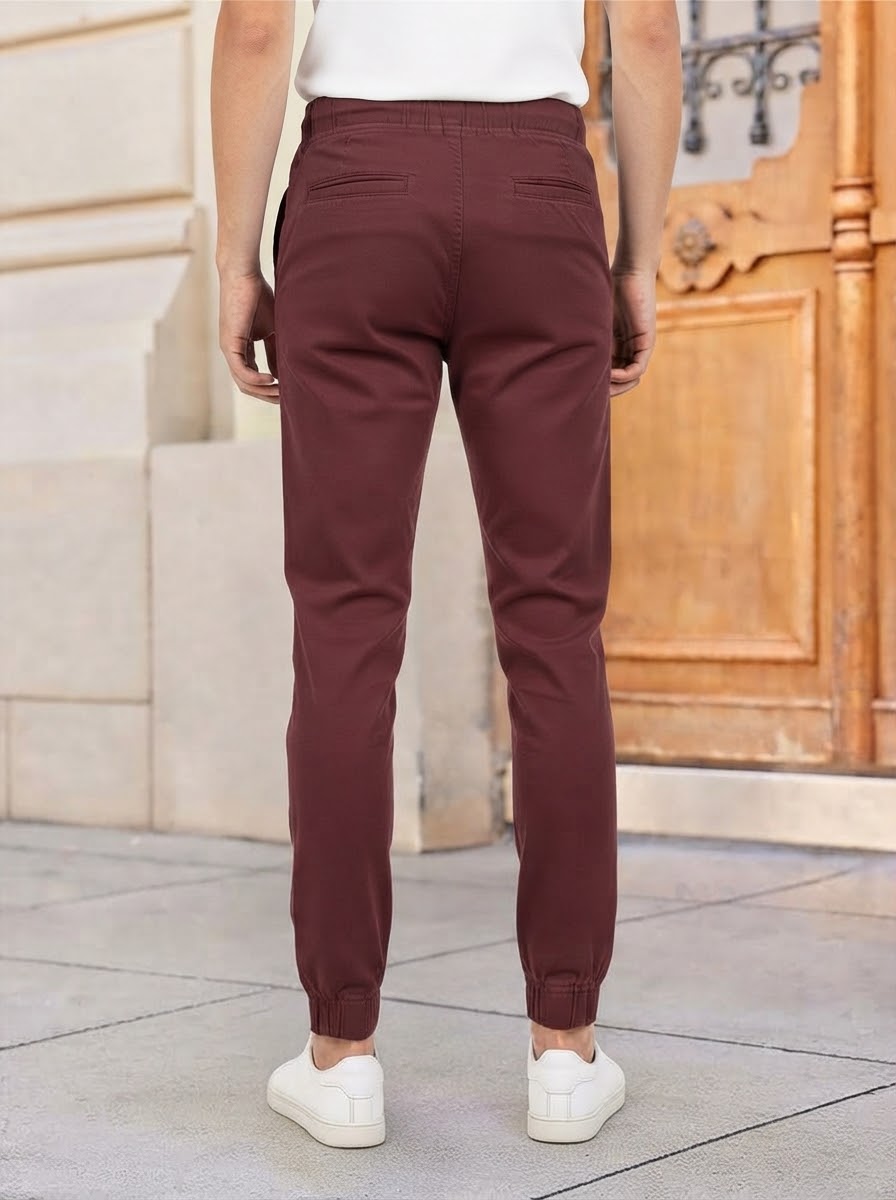 Men's Solid Cotton 4 pocket super stretch Joggers - Casual Drawstring Trousers with Pockets | Sizes 30"-38" | MH