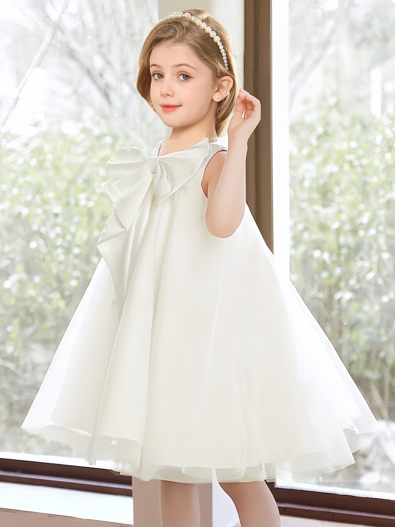 Girls Adorable Big Bow Princess Dress Birthday Party One Year Birthday Gift For Kids