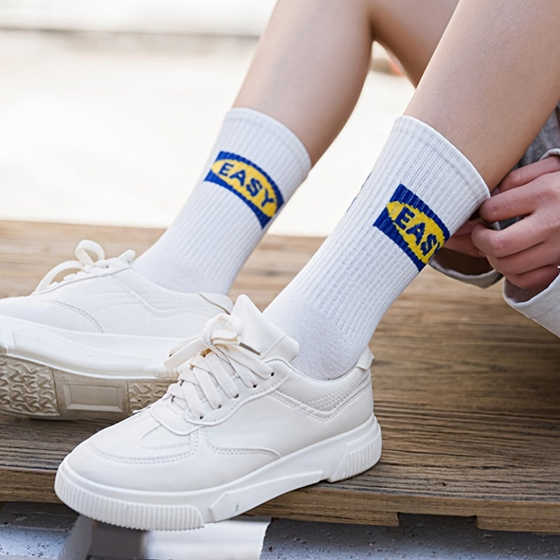 5/10 Pairs Letter Print Socks, , Women's Stockings ./MH