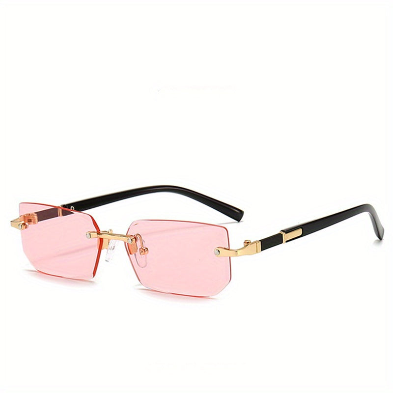 Rimless Rectangle Fashion Metal Shades Eyeglasses Small Women .