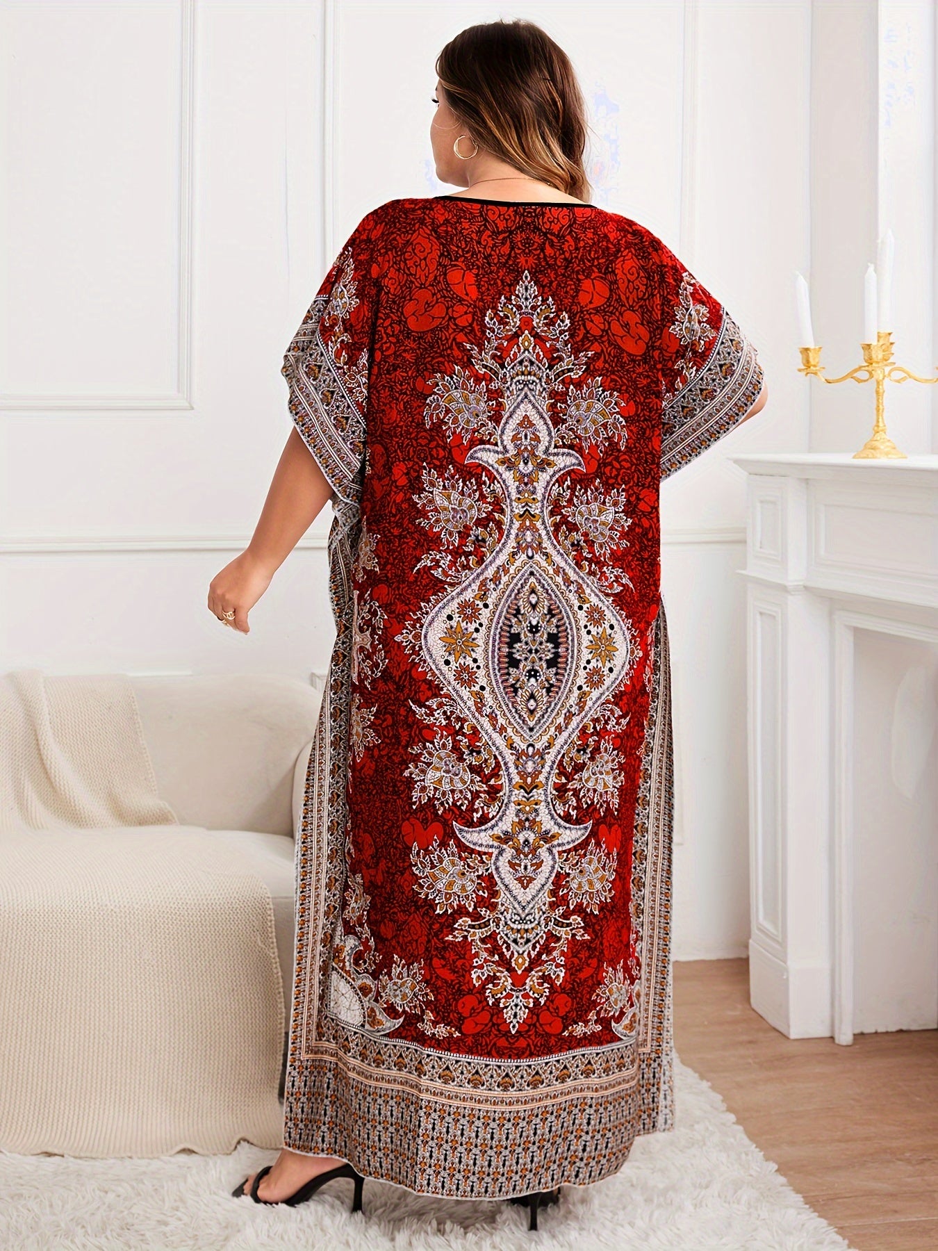 Plus Size, European and American Plus Size Women's Bohemian Vacation Dress ./MH