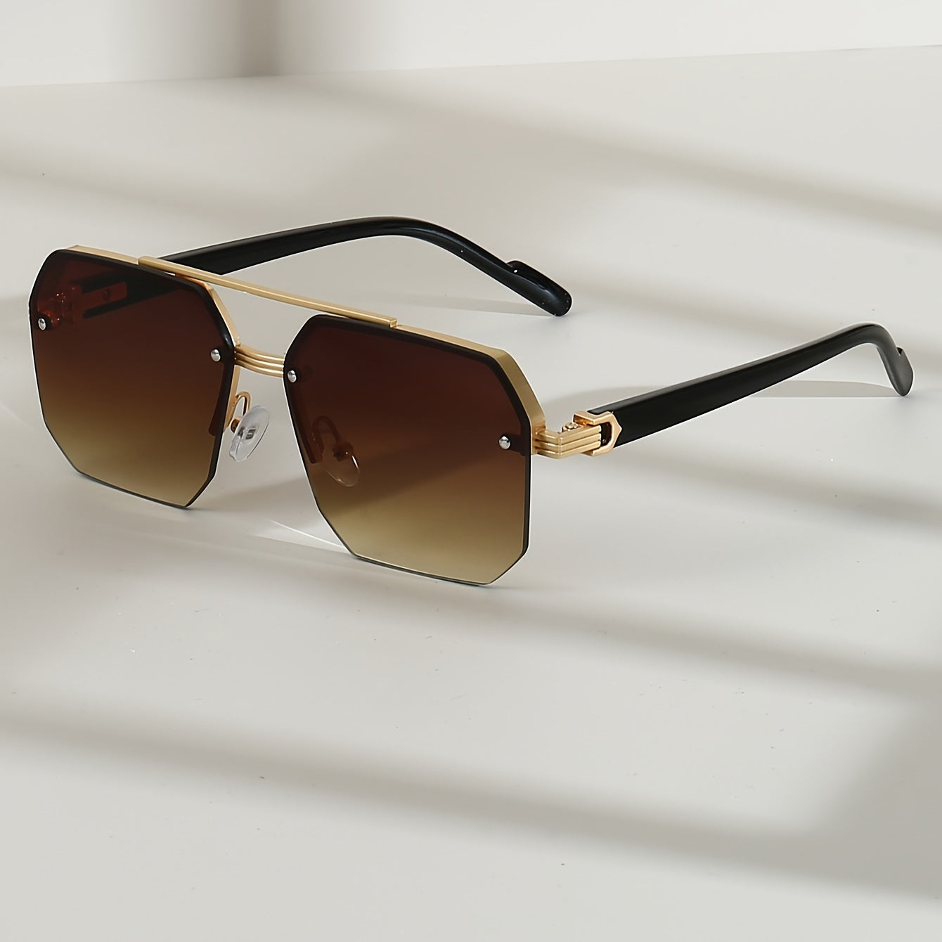 Unisex Semi-Rimless Glasses, Large Frame With Double Beam.
