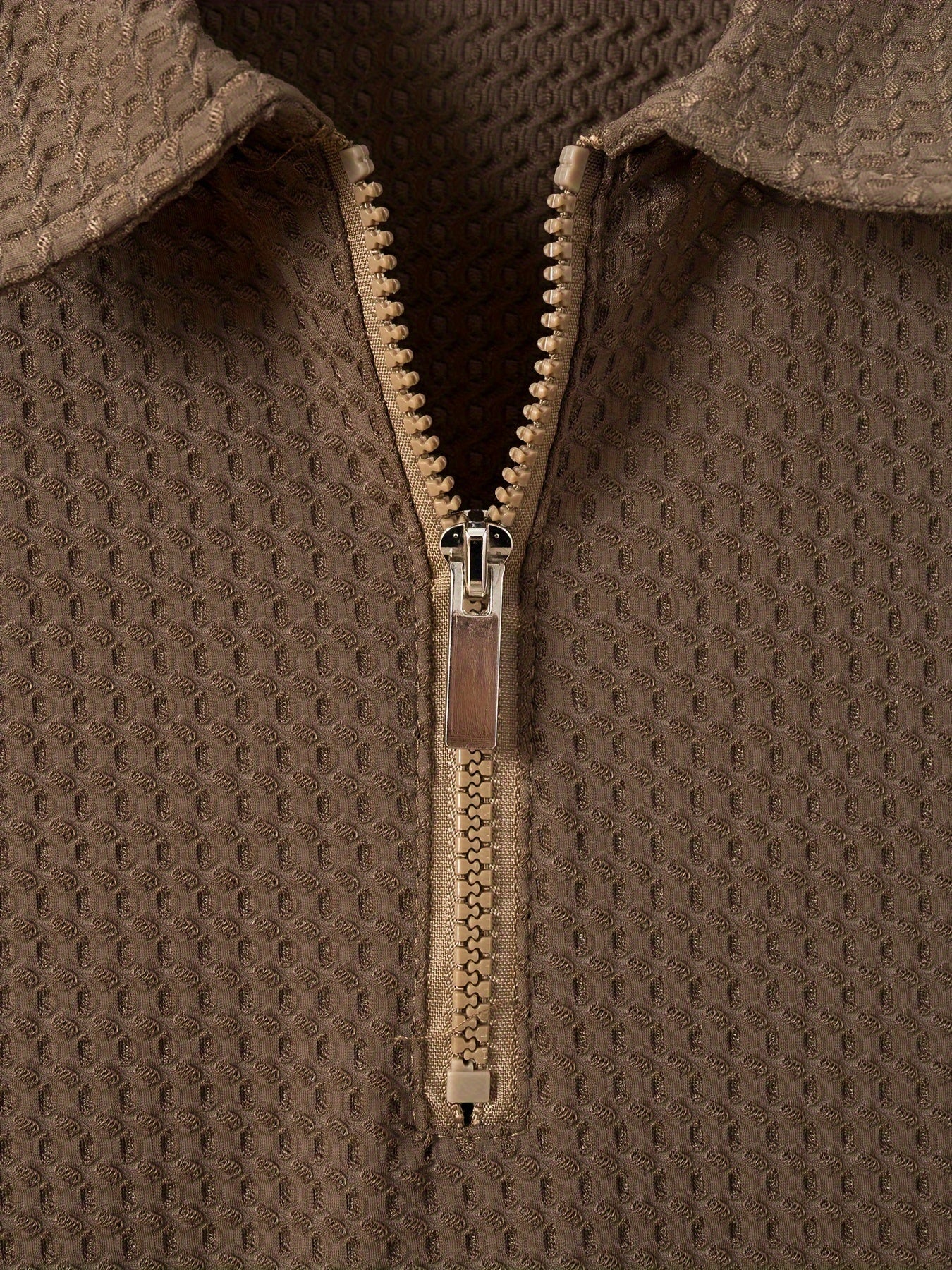 Men's Solid Color Quarter Zip Golf Shirt, Breathable Short Sleeve .