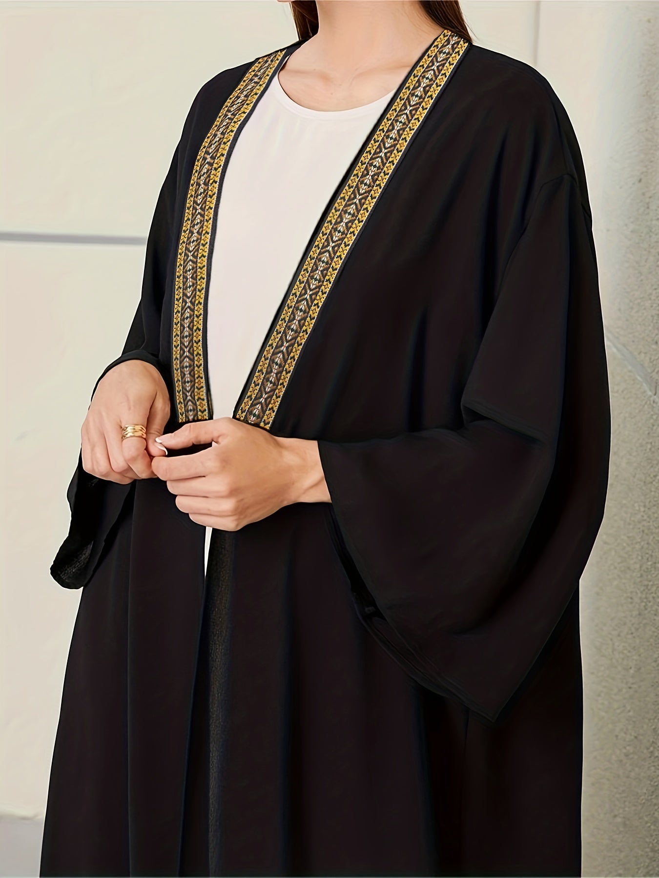 Ramadan Gold Embroidered Kaftan, Modest Long Sleeve '/MH