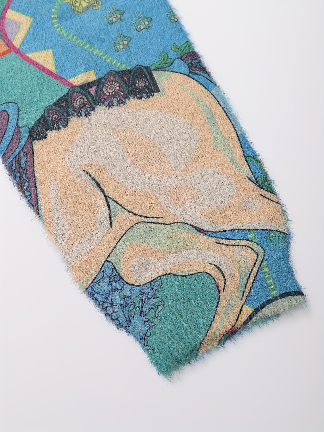 A Cartoon Vintage Animal-Themed Sweater Featuring a Saddle Pattern,