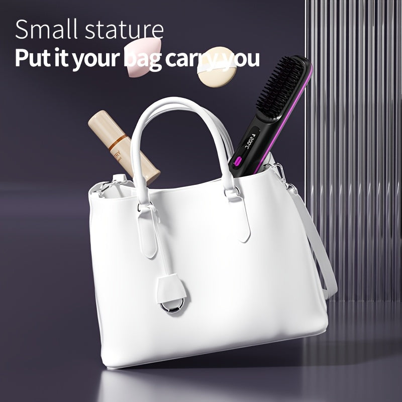 Wireless Hair Straightener Brush - / Fast Heating, Constant Temperature Anti-Scald, LED Display, Lightweight Portable Design for Home & Travel, Ideal Gift for Women, Hair Straightener, Sleek Gadget, Userfriendly Interface