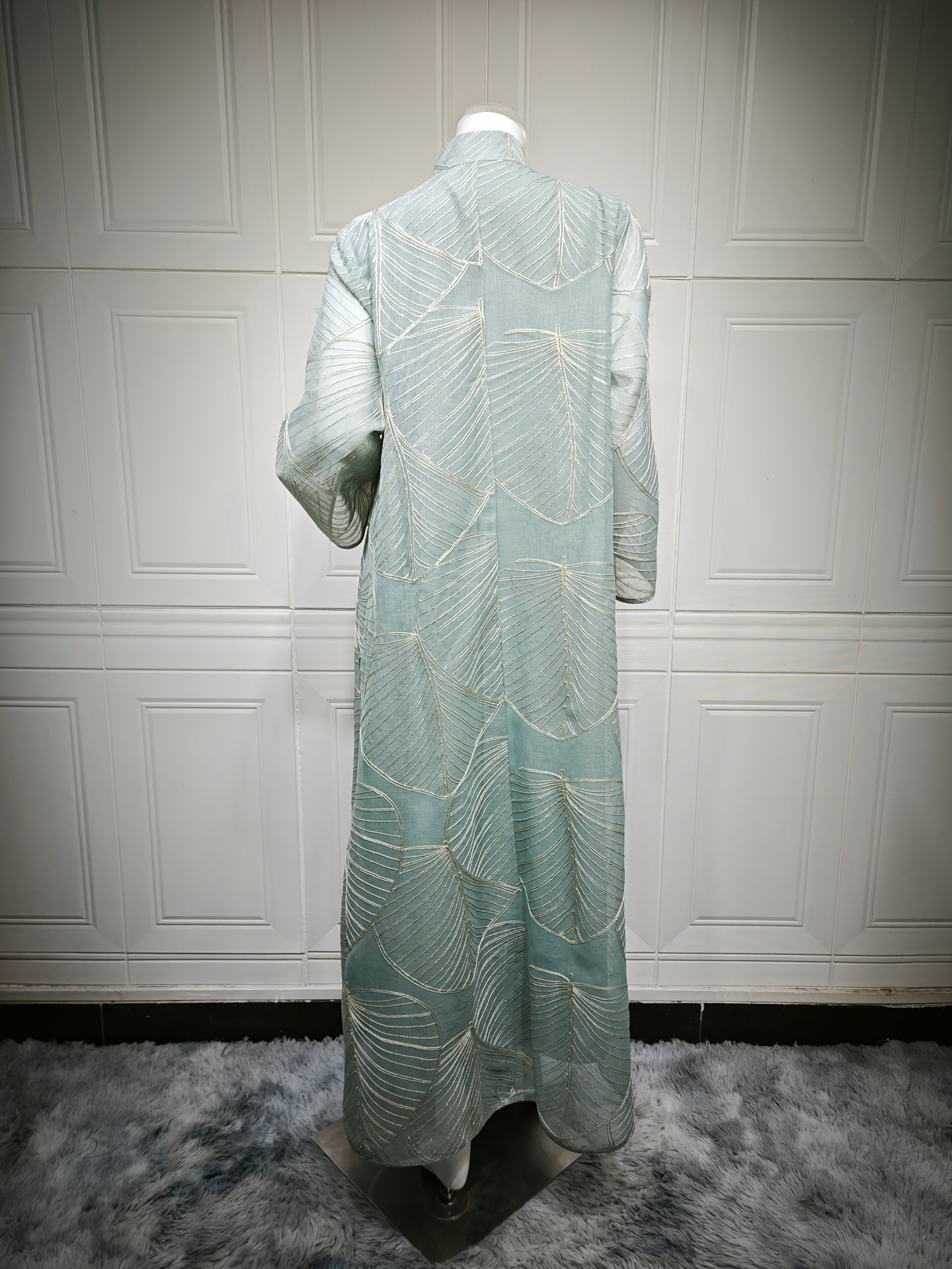 Elegant Women'S Sequin Mesh Kaftan Dress - Long Sleeve,/MH