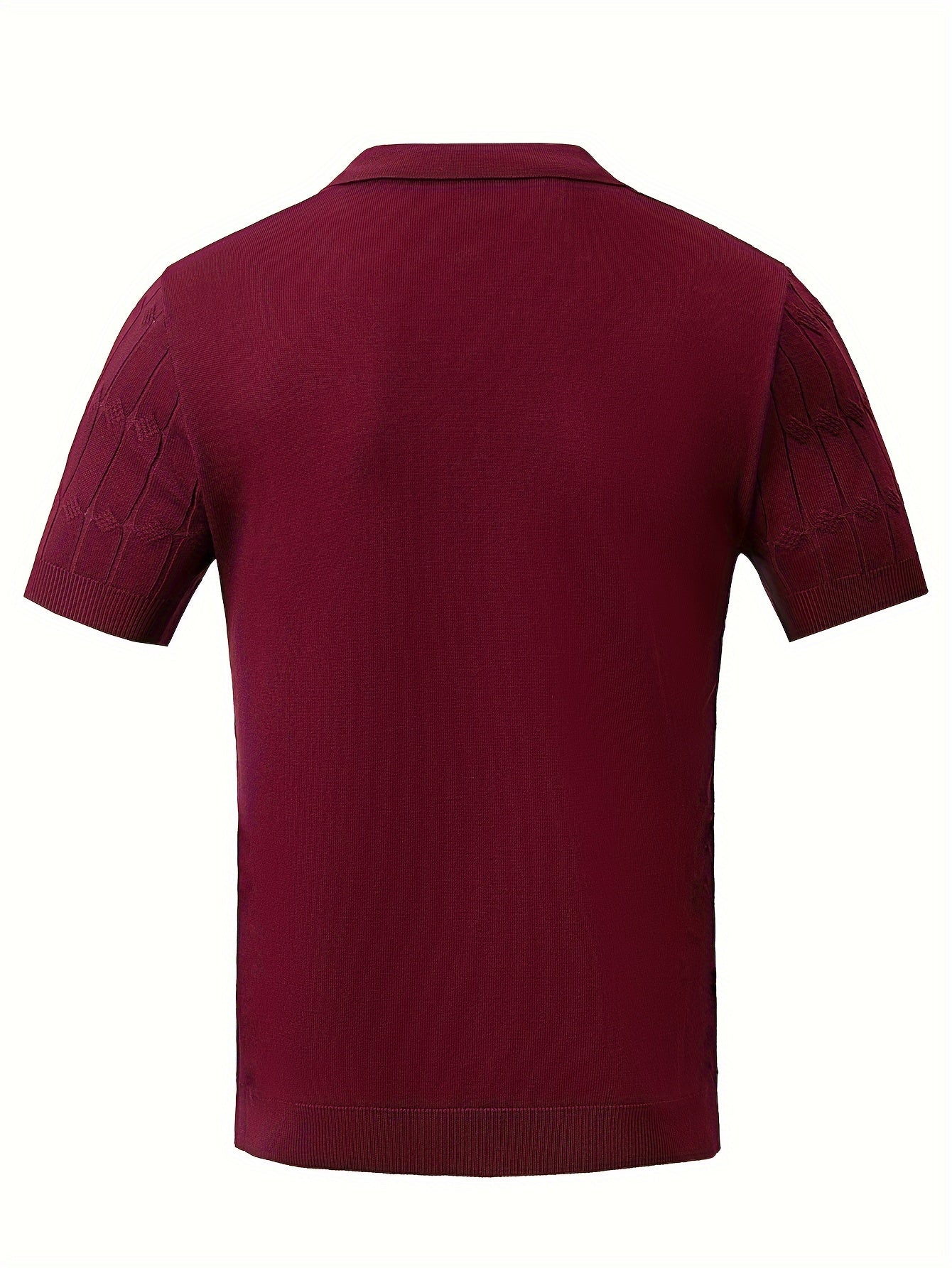 Chic Knit Shirt, Men's Casual Lapel Mid Stretch V-Neck Pullover Sweater