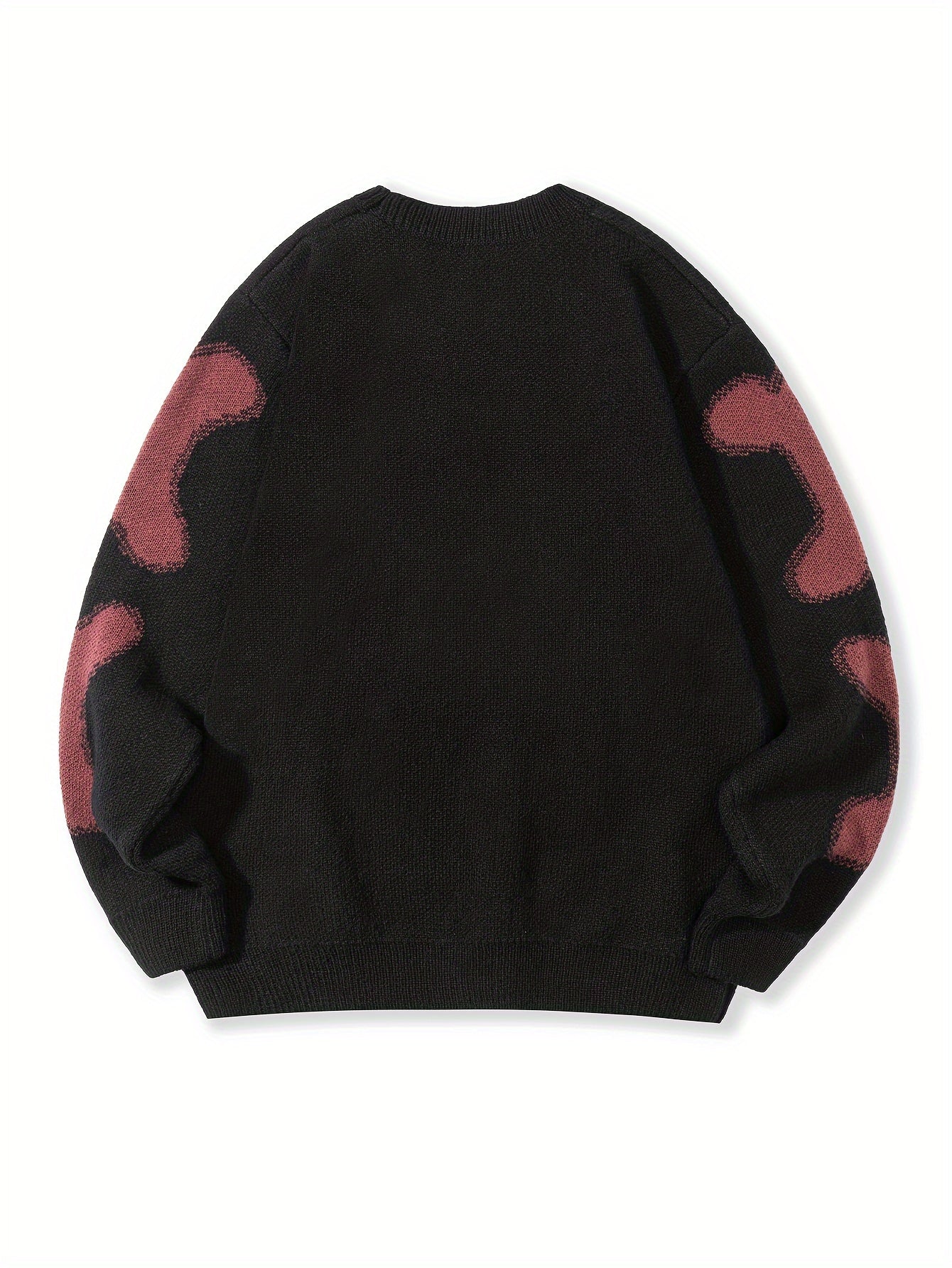 Skeleton Pattern Knitted Sweater, Men's Casual Warm Mid Stretch.