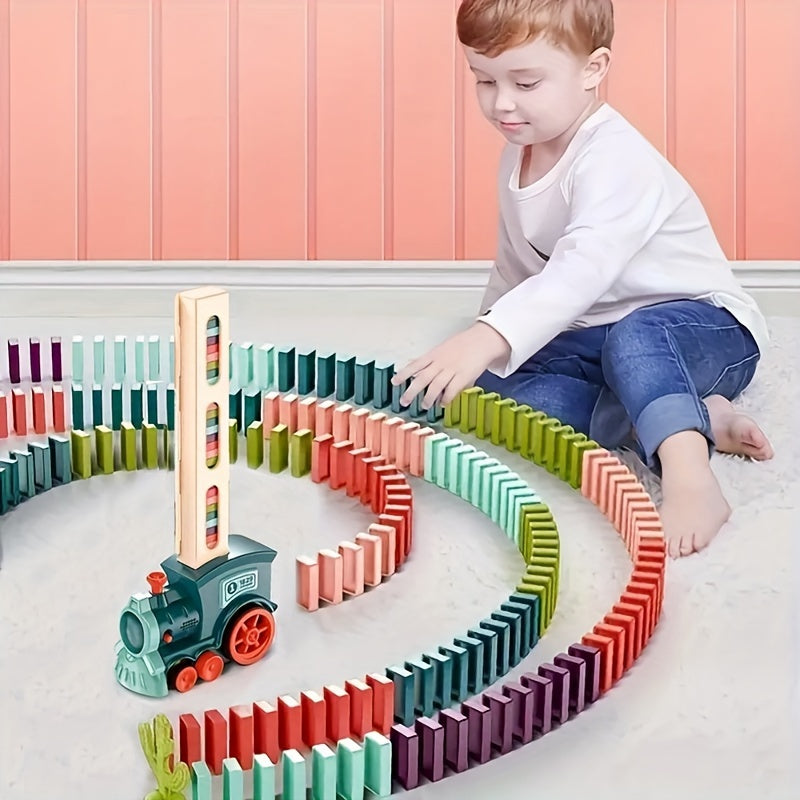 Domino Electric Train Building And Stacking Toy Blocks Domino Set, As Halloween Gift