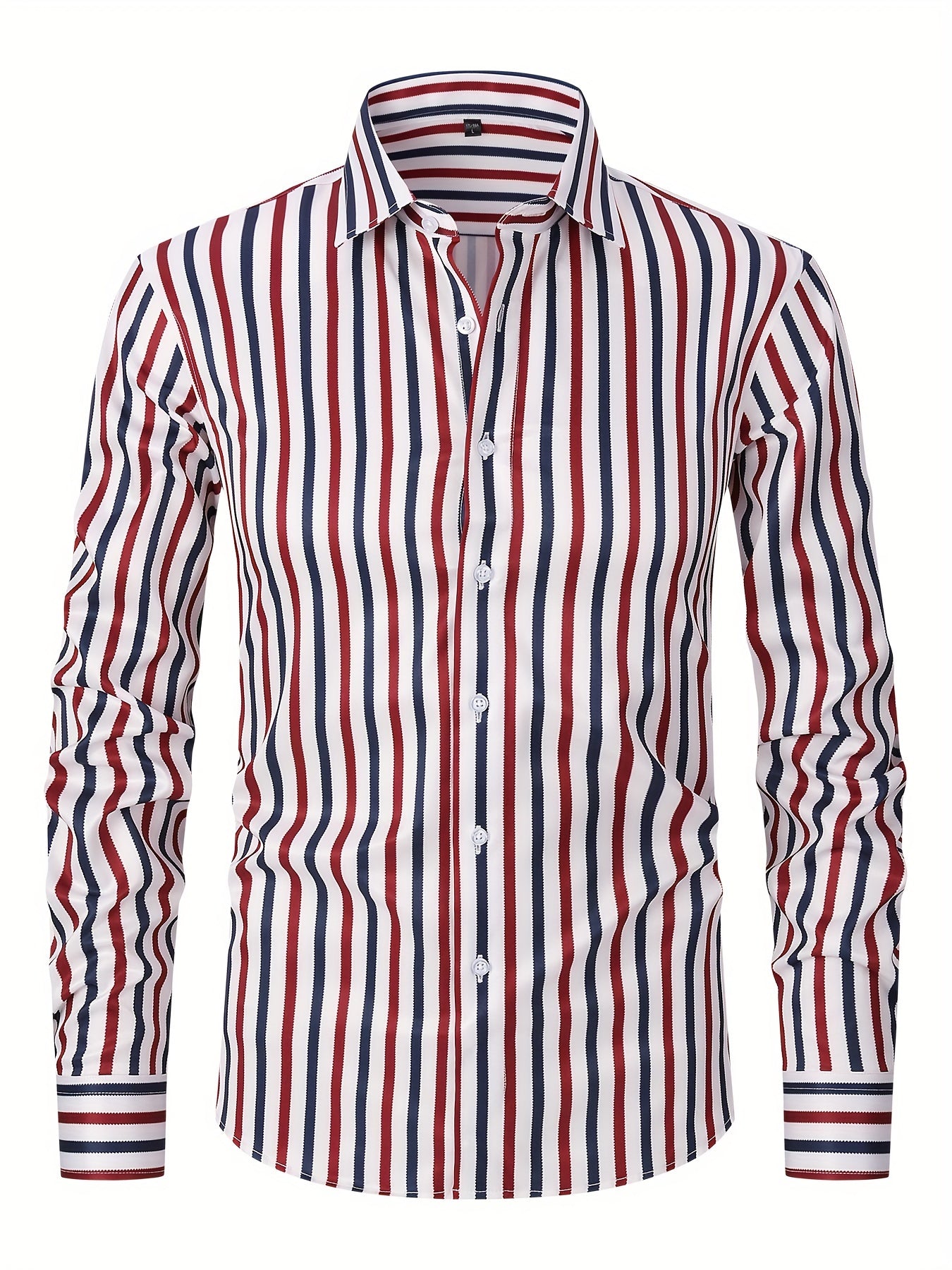 Men's Striped Lapel Collar Design Dress Shirts,
