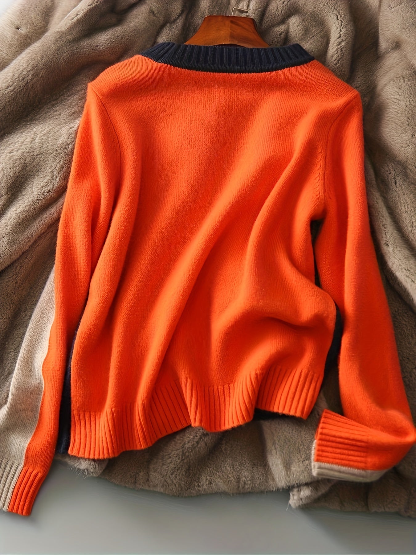 Crew Neck Pullover Sweater, Casual Long Sleeve Fashion Sweater,