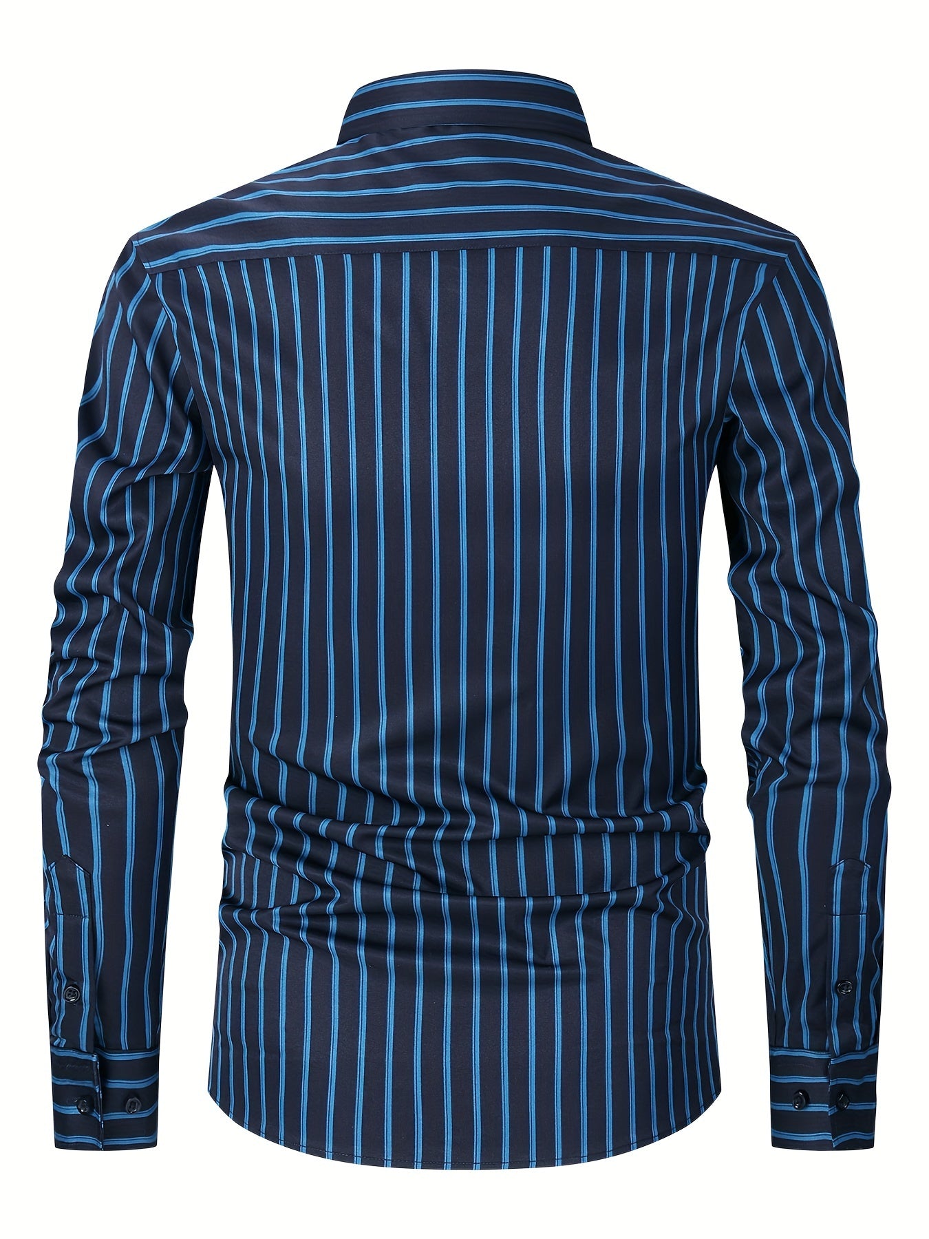 Men's Striped Lapel Collar Design Dress Shirts,