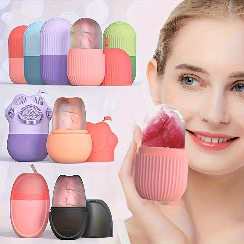 Reusable Ice Face Roller for Puffiness Relief & Light Beige Glow – Silicone Facial Massager Cube with Leakproof Design, Enhances Circulation, Tightens Pores, and Brightens Complexion, Perfect Gift for Skincare Routines, Fac