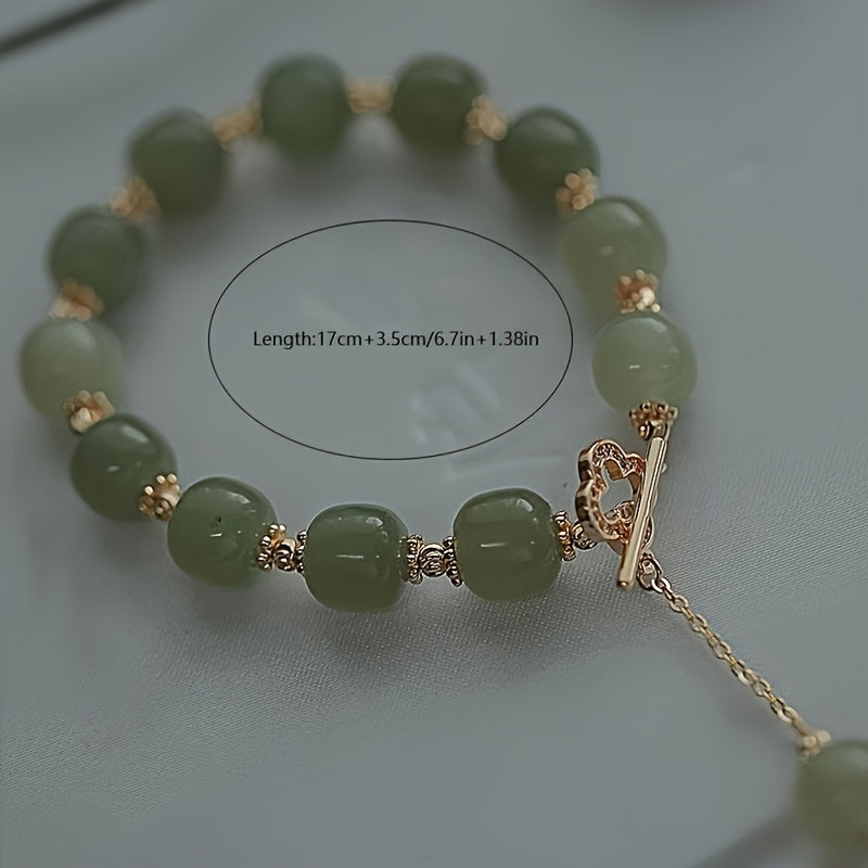 Lover special gift, glass jade bead bracelet elegant jewelry gift couple, Father's Day Gift
