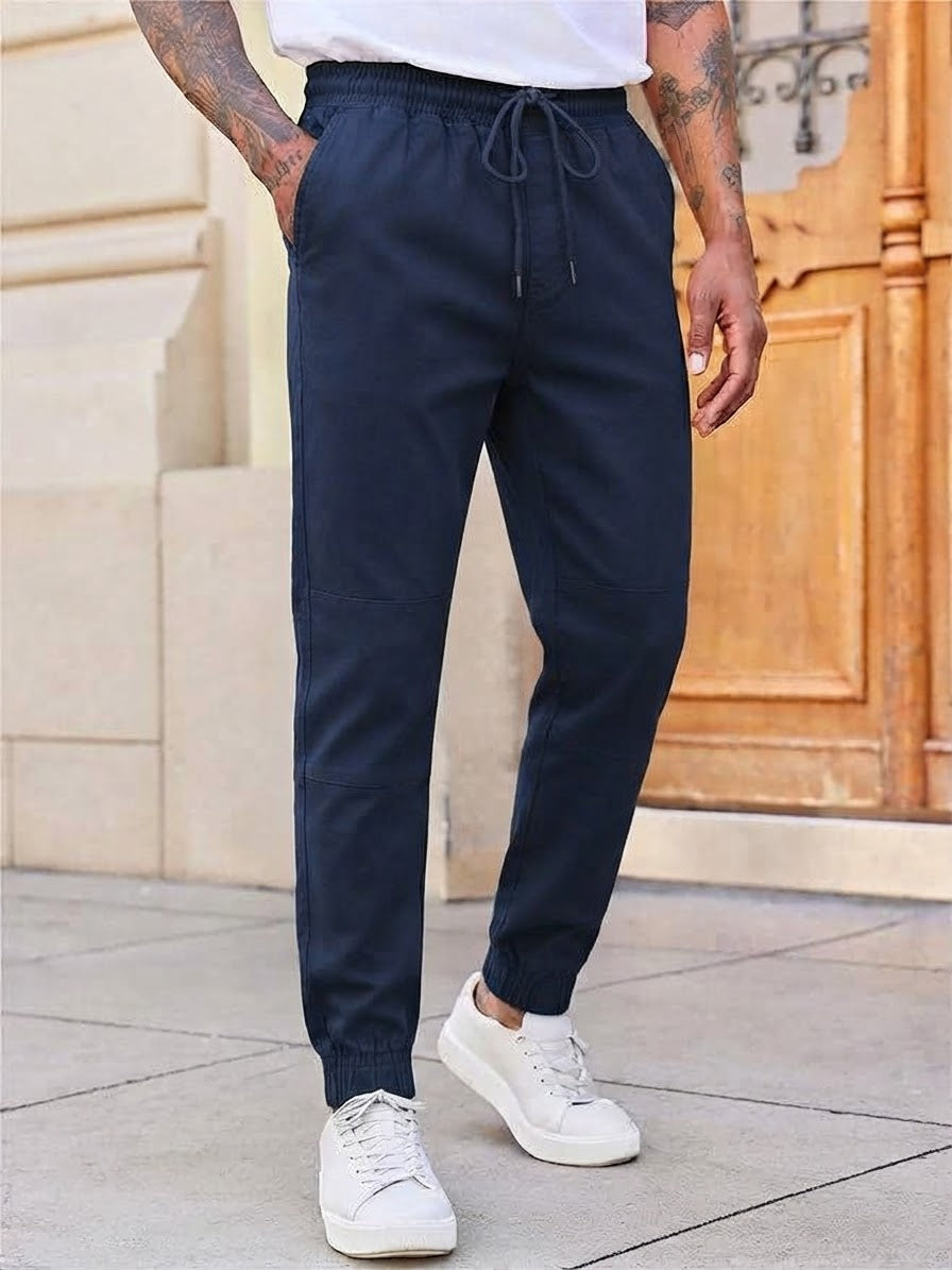 Men's Solid Cotton 4 pocket super stretch Joggers - Casual Drawstring Trousers with Pockets | Sizes 30"-38" | MH