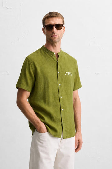 Men’s Premium Rich Linen Half Sleeve Shirt | Band Collar | Summer Casual | 4 Colors | M–XXL | MH