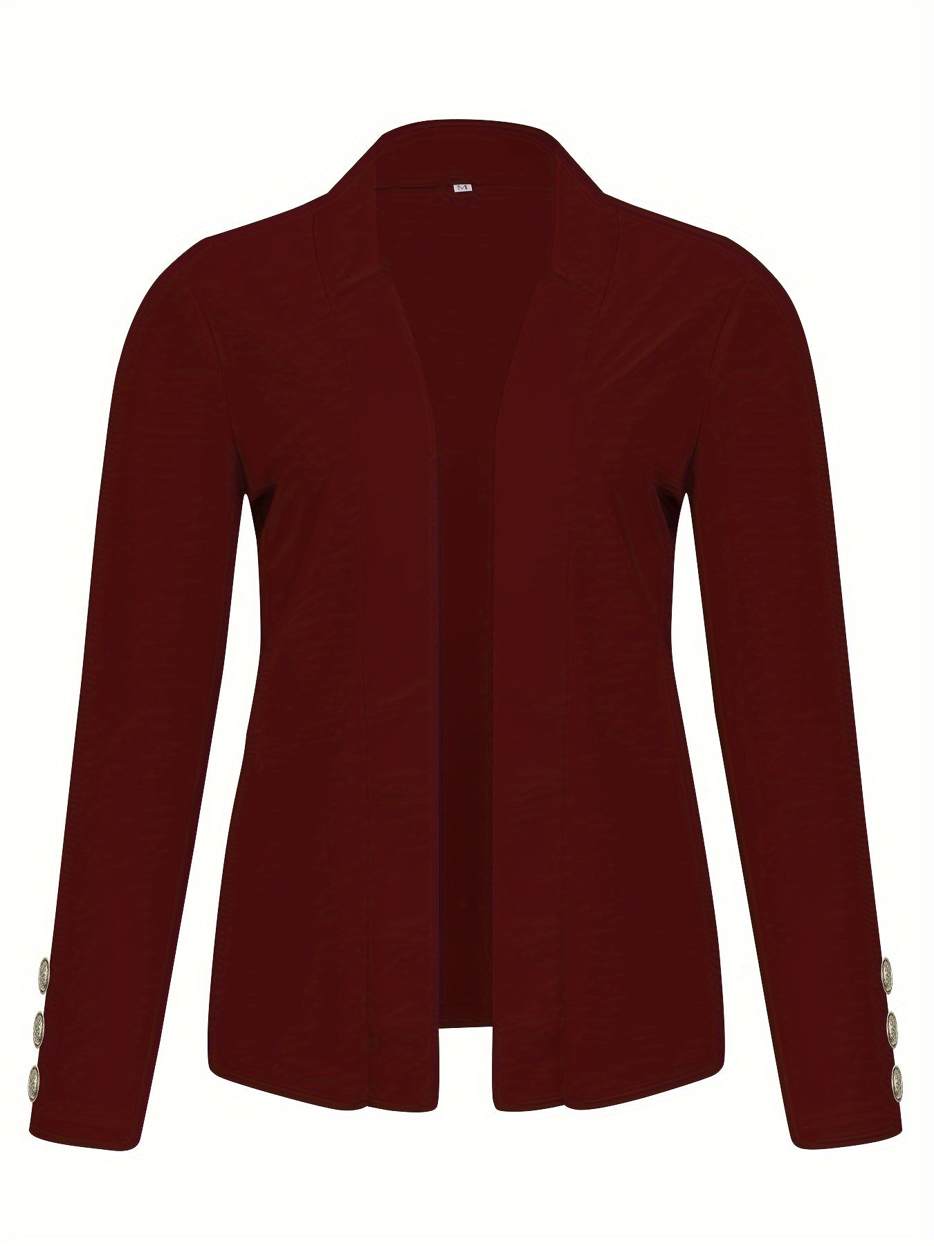 Solid Open Front Button Decor Blazer, Elegant Long Sleeve Blazer.