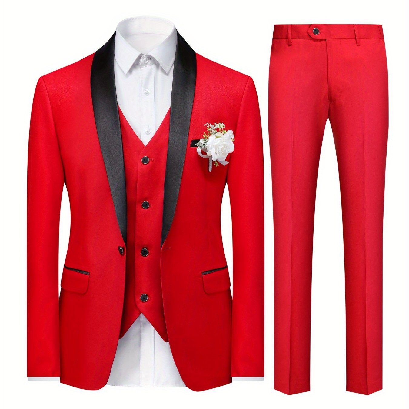3-Piece Men's Suit Set - Single-Breasted Blazer.