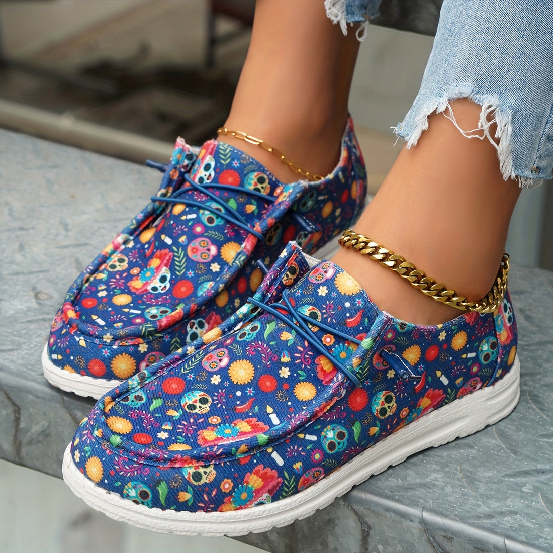 Women's Pumpkin & Cat Print Canvas Shoes,