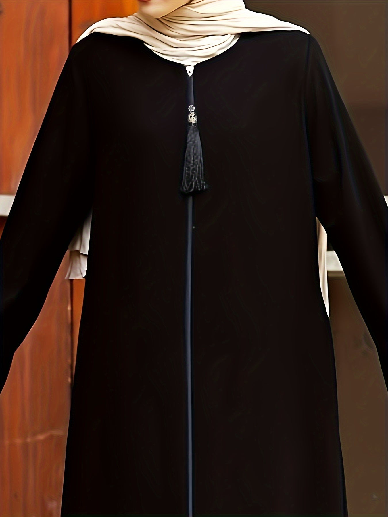 Long Sleeve Zip-up Kaftan Dress, /MH